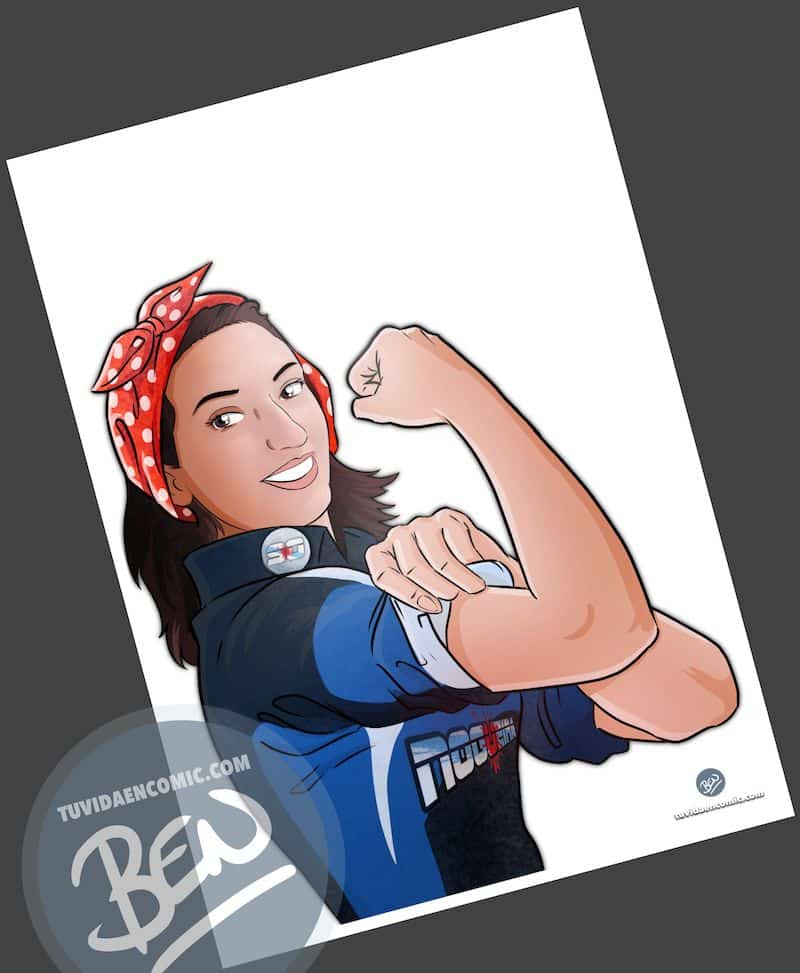 Ilustración-Regalo-de-cumpleaños-personalizado-–-“We-Can-Do-It-motero”-–-Caricatura-Personalizada-Tu-Vida-en-Cómic-Borja_Ben_ART-2