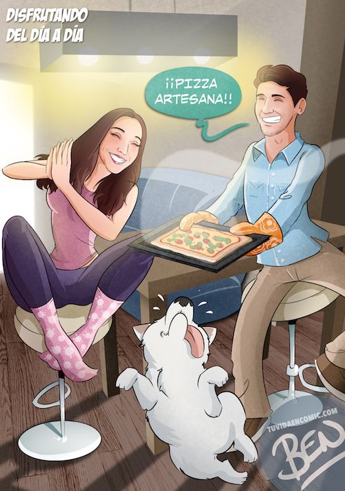 Composición de ilustraciones “Momentos de pareja” – Regalo romántico personalizado – Caricatura personalizada - Borja_Ben_ART - Tu Vida en Cómic - 1