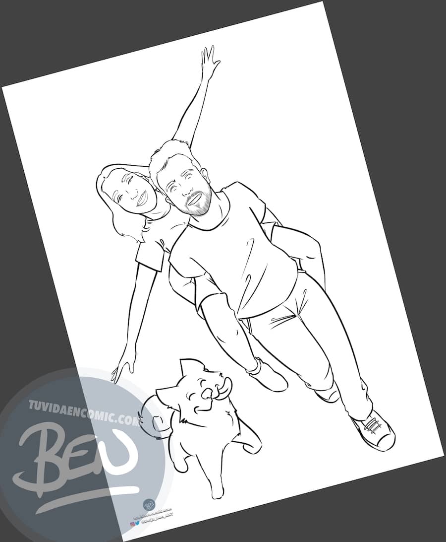 Ilustración Regalo de cumpleaños personalizado – “corriendo por el parque” - Caricatura Personalizada - 4