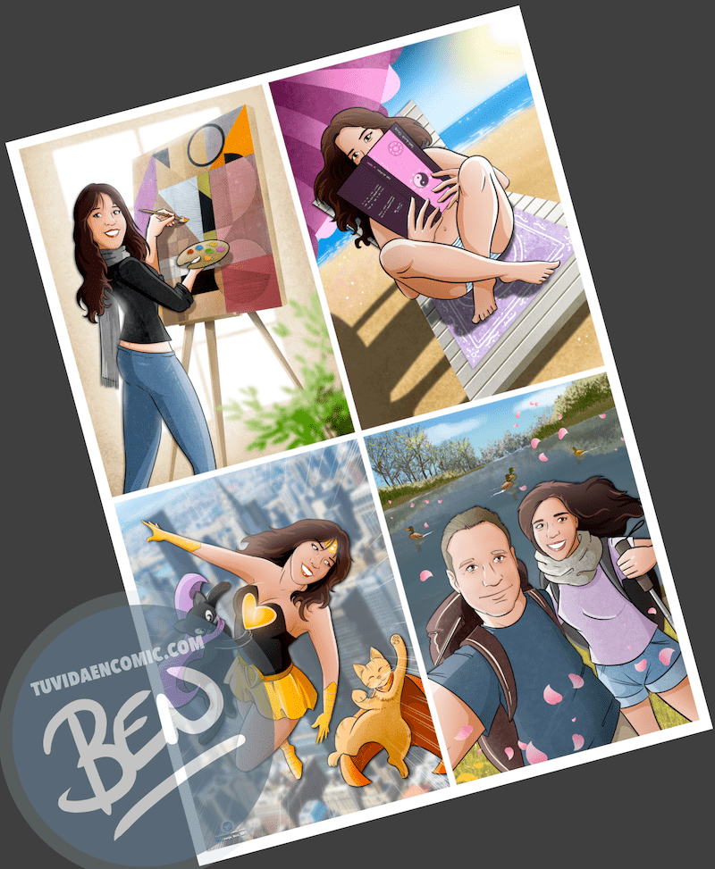 Composición de ilustraciones “Con estos ojos veo a mi pareja” – Regalo de cumpleaños romántico - www.tuvidaencomic.com - Borja_Ben_ART - Regalos románticos - 5