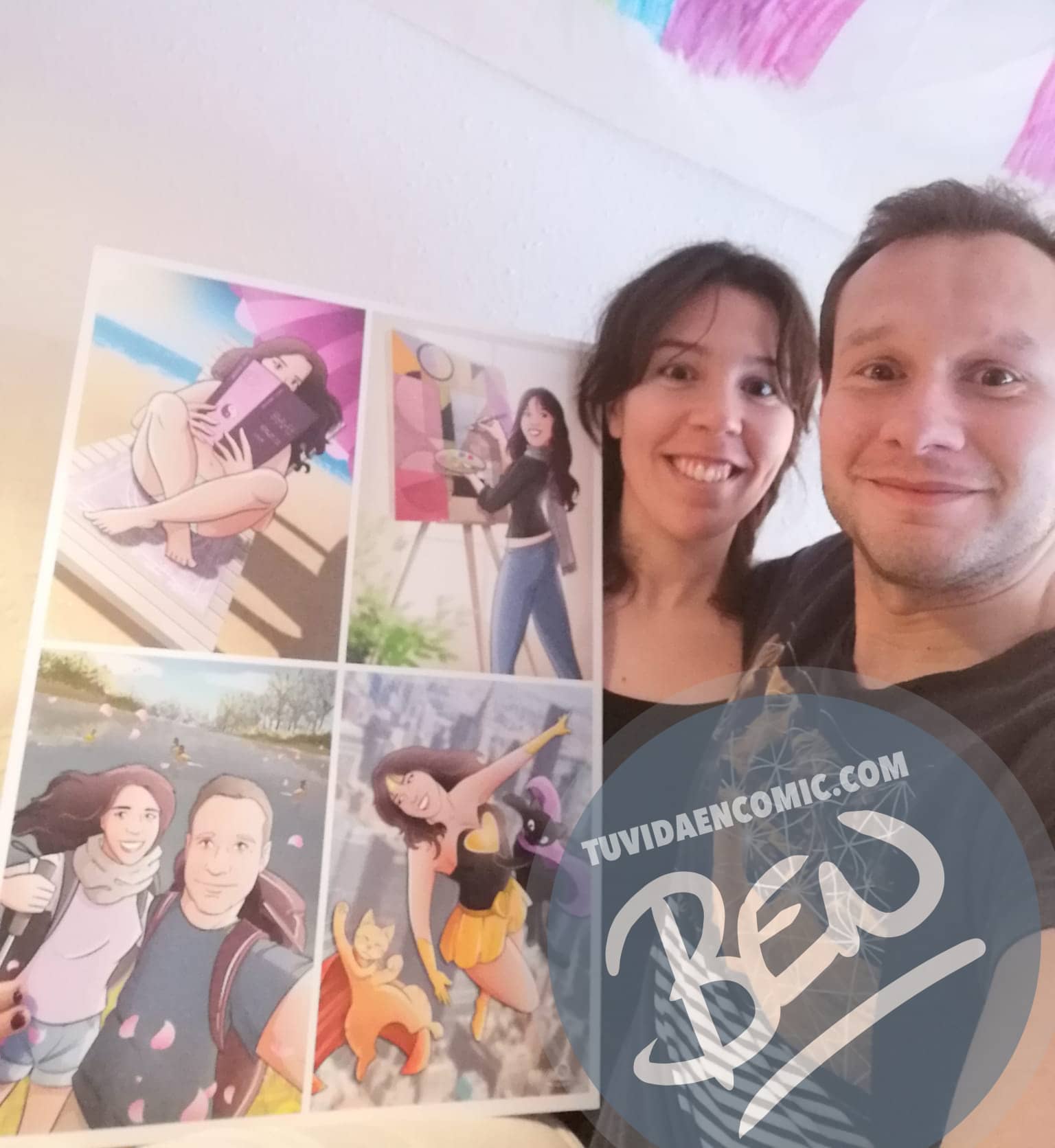 Composición de ilustraciones “Con estos ojos veo a mi pareja” – Regalo de cumpleaños romántico - www.tuvidaencomic.com - Borja_Ben_ART - Regalos románticos - Testimonio 2