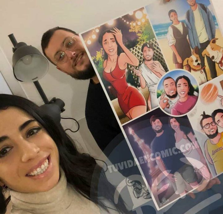 Composición de ilustraciones – “Las cosas que nos hicieron pareja” – Regalo de aniversario original y personalizado - tuvidaencomic.com - caricatura personalizada - TESTIMONIO 2