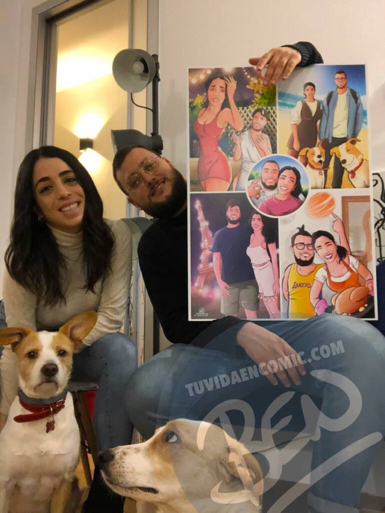 Composición de ilustraciones – “Las cosas que nos hicieron pareja” – Regalo de aniversario original y personalizado - tuvidaencomic.com - caricatura personalizada - TESTIMONIO 3