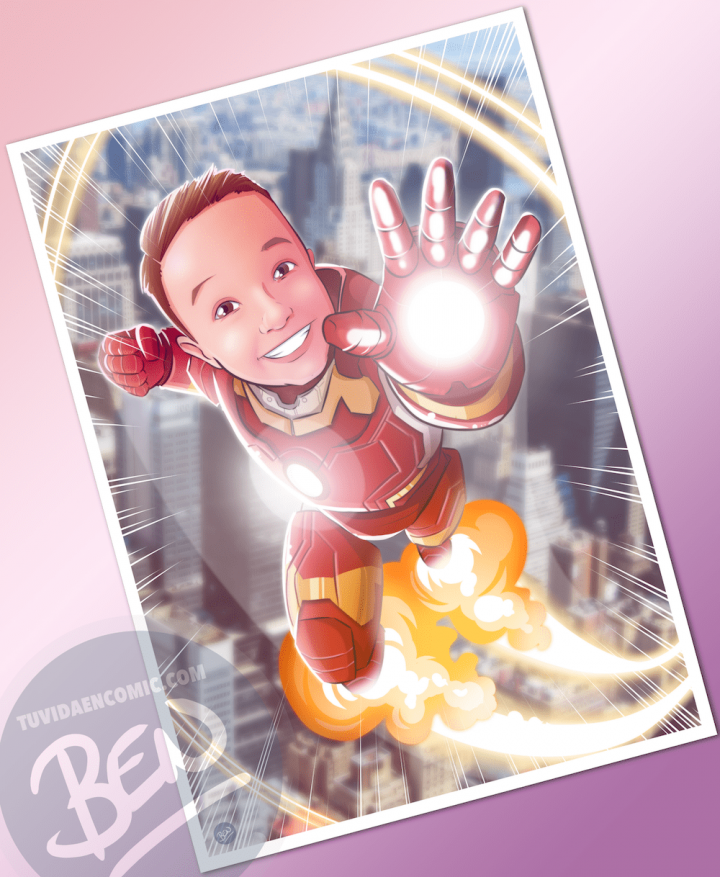 Ilustración infantil de superhéroe - caricatura infantil - superhéroe - regalos originales - www.tuvidaencomic.com 2