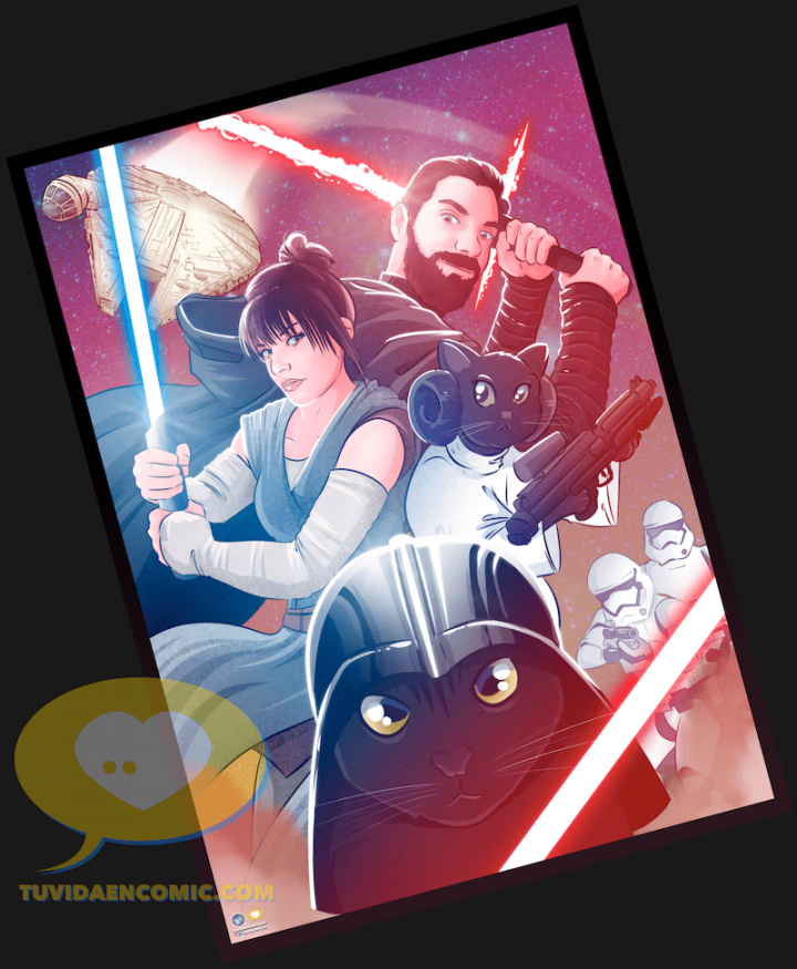 Ilustración personalizada - cartel de cine personalizado - Regalos originales - tuvidaencomic.com - Regalos románticos originales - Galaxias - 5-min