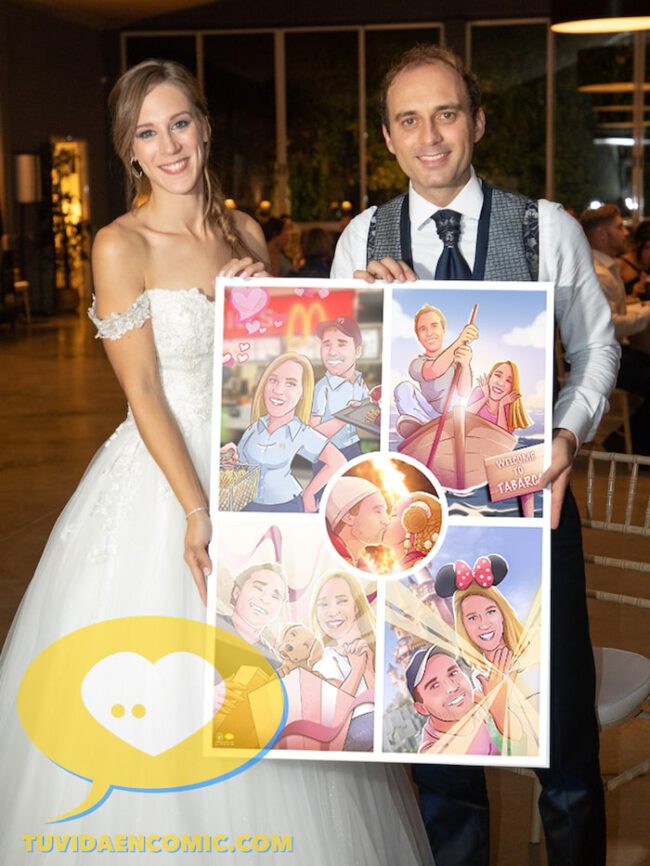 Lámina de ilustraciones - Ilustraciones de vida juntos - Ilustración Regalo de Boda - caricaturas de boda - Regalo de boda personalizado - www.tuvidaencomic.com - Testimonio Clientes satisfechos-min