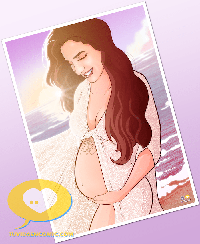 Ilustración personalizada - Ilustración de embarazo - embarazo ilustrado - regalo para embarazada - www.tuvidaencomic.com - 5
