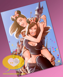 Ilustración personalizada - regalo entre amigas - eurodisney - caricatura personaizada - tu vida en cómic - www.tuvidaencomic.com 6-min