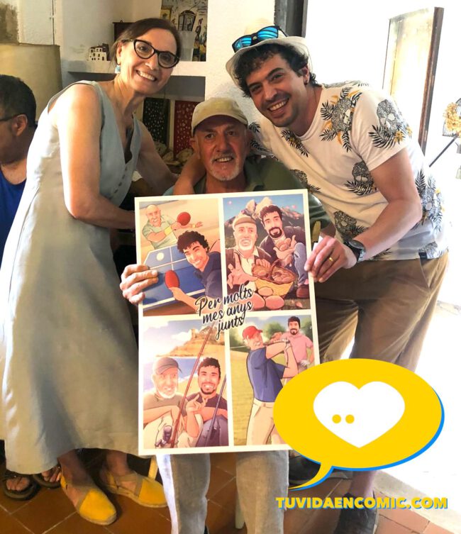 Regalo personalizado para su padre – momentos de padre e hijo en cómic – www.tuvidaencomic.com – Ilustraciones personalizadas – regalo del día del padre original y personalizado – Arte – Testimoni clientes satisfechos Regalo personalizado para su padre - momentos de padre e hijo en cómic - www.tuvidaencomic.com - Ilustraciones personalizadas - regalo del día del padre original y personalizado - Arte - Testimoni clientes satisfechos