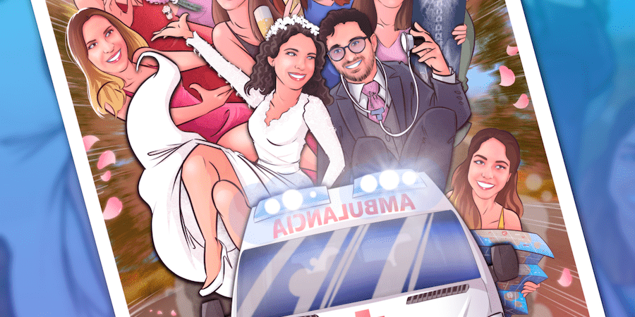 Ilustración de grupo - Caricatura grupal para boda - regalo de boda personalizado por parte de los amigos - regalo original de boda - www.tuvidaencomic.com - terminado-min