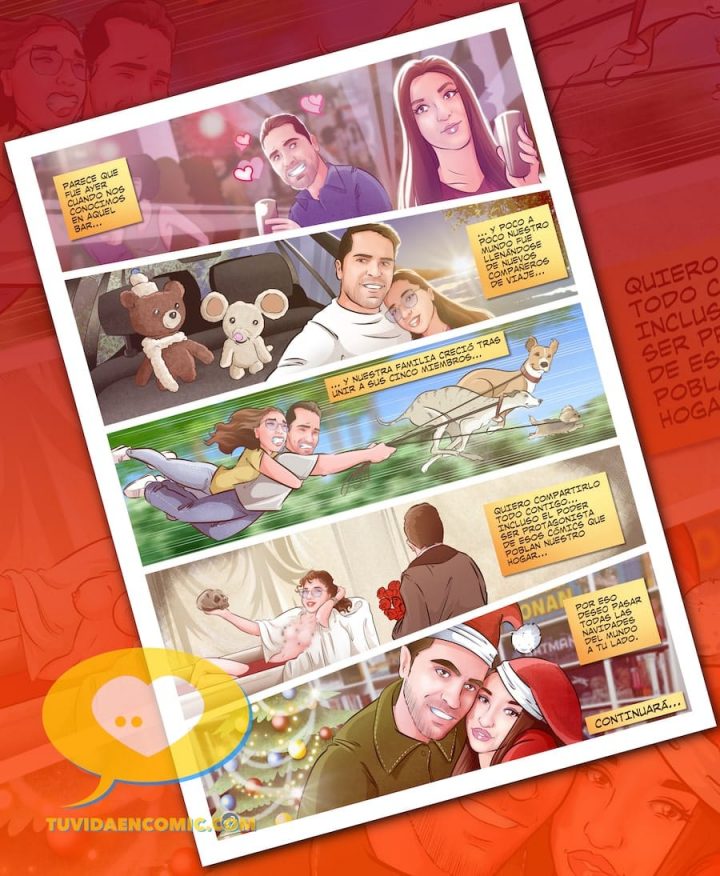 Cómic personalizado para colgar en la pared - Regalo romántico y personalizado para tu pareja - Regalo de cumpleaños personalizado - regalos geek - regalos frikis - www.tuvidaencomic.com 5