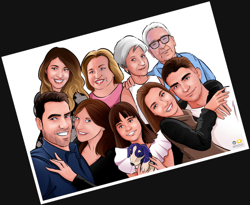 Ilustración grupal - regalo personalizado y original para la familia - ilustración de familia - caricatura de familia - regalos personalizados - www.tuvidaencomic.com 3