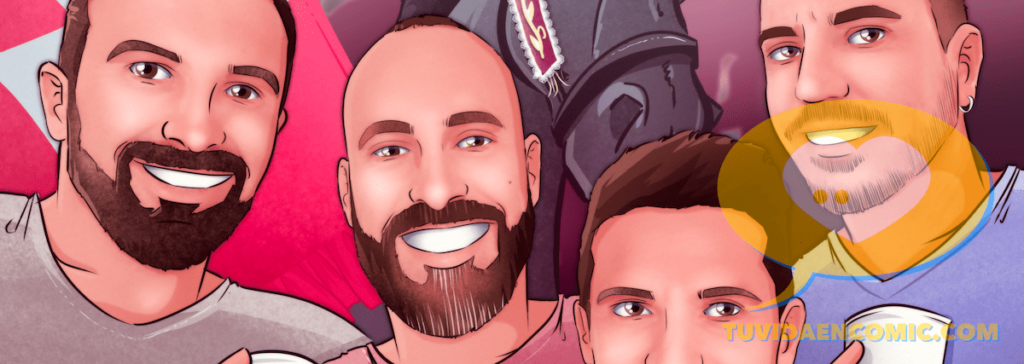 Ilustración personalizada - regalo de boda para los invitados - ilustración de amigos - caricatura de amigos - www.tuvidaencomic.com 1-min