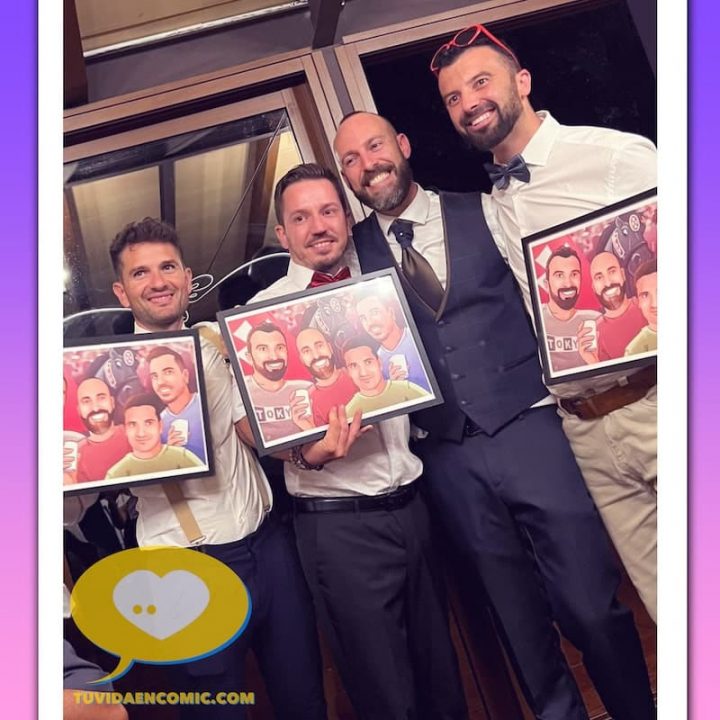 Ilustración personalizada - regalo de boda para los invitados - ilustración de amigos - caricatura de amigos - www.tuvidaencomic.com Testimonio clientes satisfechos-min