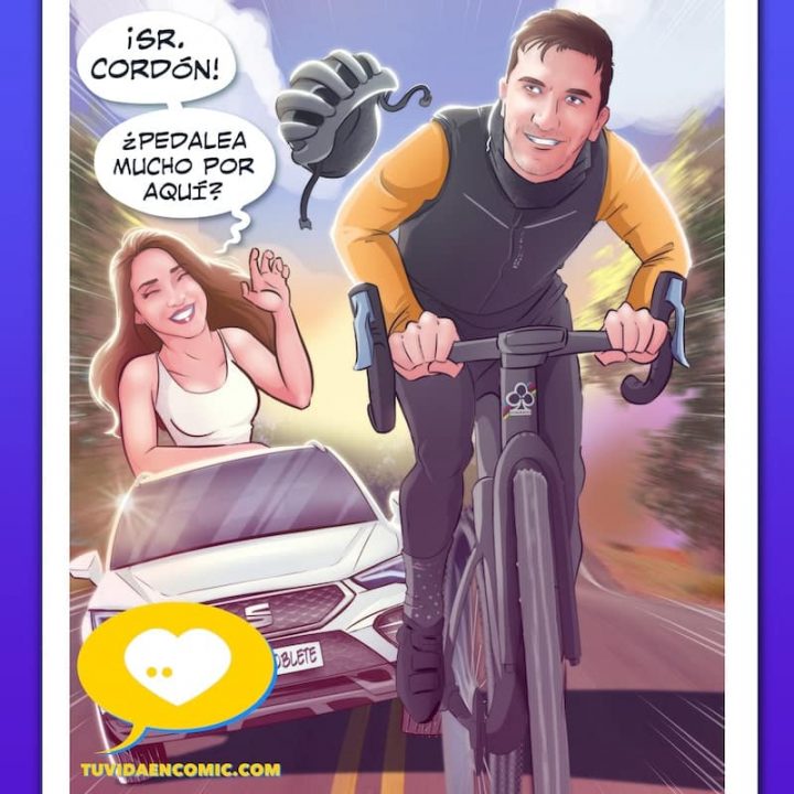 Ilustración personalizada como regalo de cumpleaños para mi novio - regalo original y personalizado - regalo para ciclista - regalos divertidos - regalos artísticos - www.tuvidaencomic.com_-min