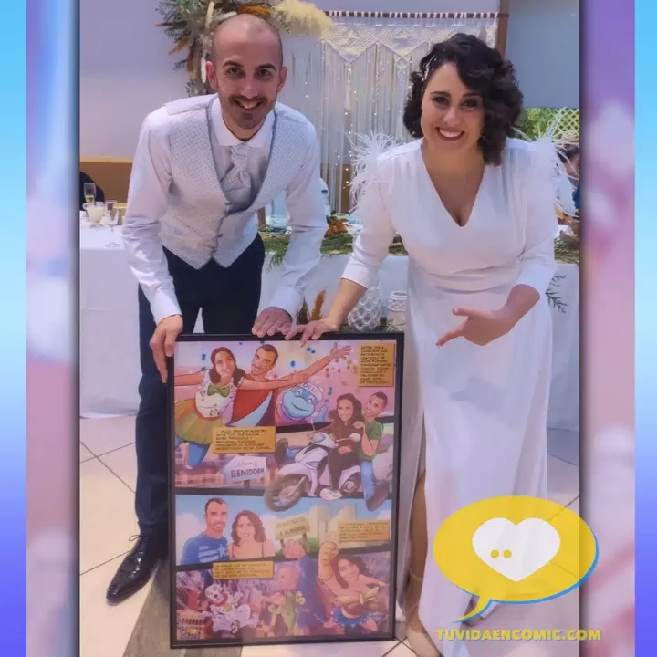 Regalo de boda cómic personalizado - Ilu personalizada - regalo para los novios - boda - regalo diferente - Regalo romántico - Historias de amor - tuvidaencomic.com clientes satisfechos 1
