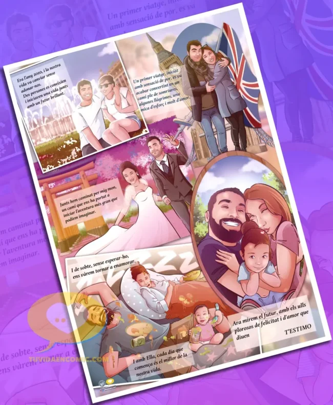 Lámina cómic personalizado como regalo de aniversario romántico - arte personalizado - tuvidaencomic.com - Regalos originales - Regalos personalizados - Ilustración