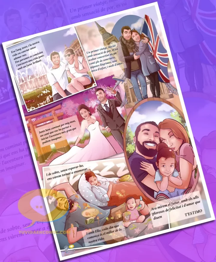 Lámina cómic personalizado como regalo de aniversario romántico - arte personalizado - tuvidaencomic.com - Regalos originales - Regalos personalizados - Ilustración