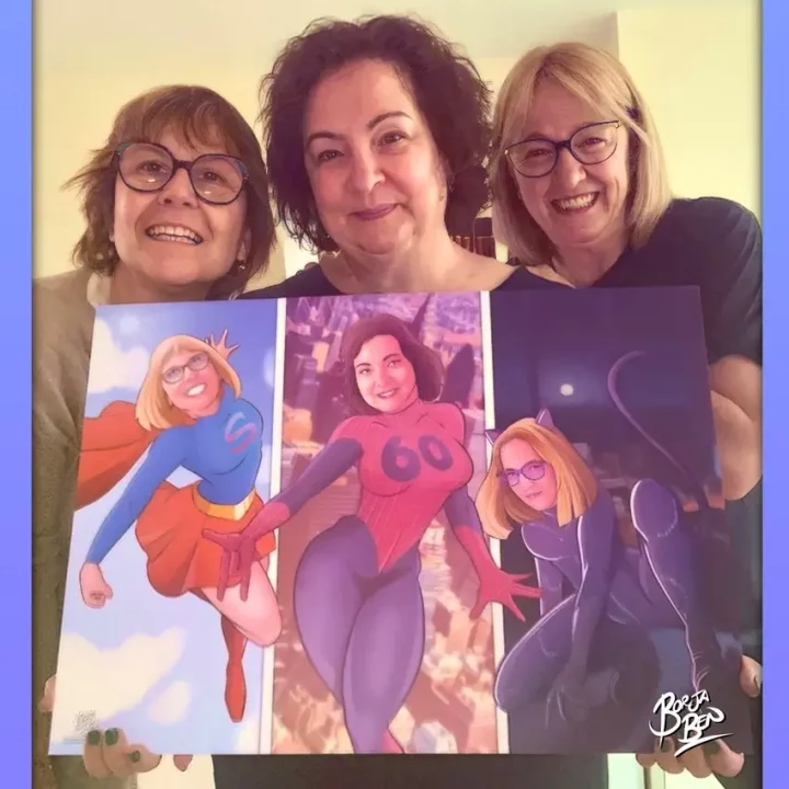 Ilustración personalizada - Caricatura personalizada - Regalo personalizado - Regalo para mi mejor amiga - Amistad - Regalos originales - Superhéroes - Superheroínas - Tu Vida en Cómic - _1