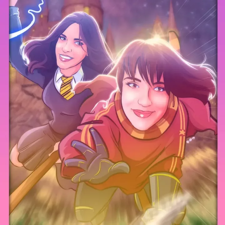 Caricatura personalizada - Ilustración personalizada - Ilustración Inspirada en Harry Potter - Tu Vida en Cómic - regalos originales - regalo para las amigas - regalos personalizados _2