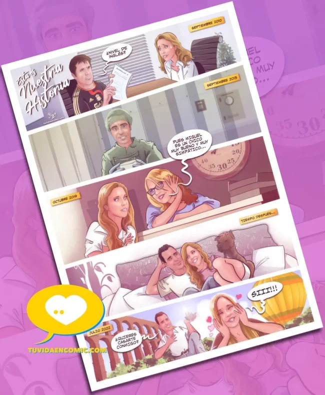 Historietas de amor - Regalos personalizados- Mi Historieta de Amor en cómic personalizado - Un Regalo Romántico perfecto - Tu Vida en Cómic - Cómic Personalizado - Love Story in comic 2