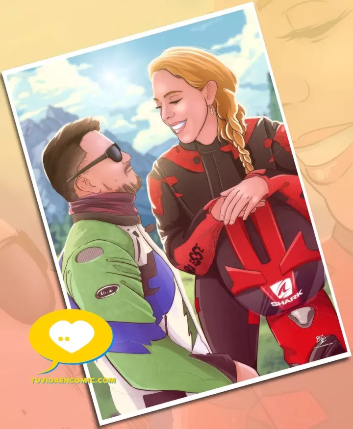 regalos para un motero - Ilustración de amigas Tu Vida en Cómic Caricatura personalizada Ilustración personalizada www.tuvidaencomic.com regalo original regalo para motero