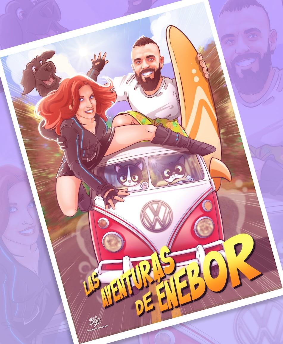 Regalo para novio original - regalo para novio navidad - regalo para novio san valentin - ilustraciones personalizadas - caricaturas personalizadas - regalo original - tu vida en cómic