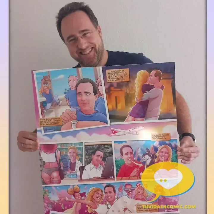 Regalo aniversario - regalos aniversario - cómic personalizado - historia de vida en cómic - historia de amor en cómic - regalo de san valentín - regalo de boda - cliente satisfecho