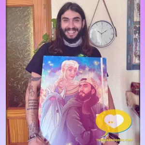 Regalo de San Valentín - Ilustración El Señor de los Anillos - Regalo romántico - Regalo para mi novio - Tu Vida en Cómic - Caricatura personalizada - Ilustración personalizada de pareja