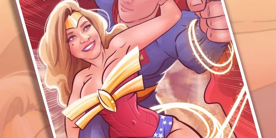 Regalo de San Valentín - Qué regalar de San Valentín - regalo de san valentin para mi novio - Ilustración personalizada amor y superhéroes - caricatura - regalos románticos