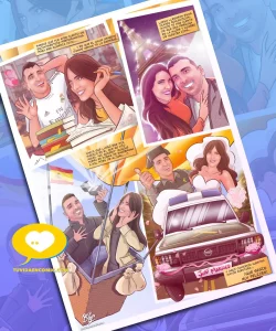 Regalo de boda original - cómic de mi vida - comic personalizado con nuestra historia de amor - regalo de boda para una amiga - qué dar de regalo de boda - regalo de boda que no sea dinero - tu vida en cómic