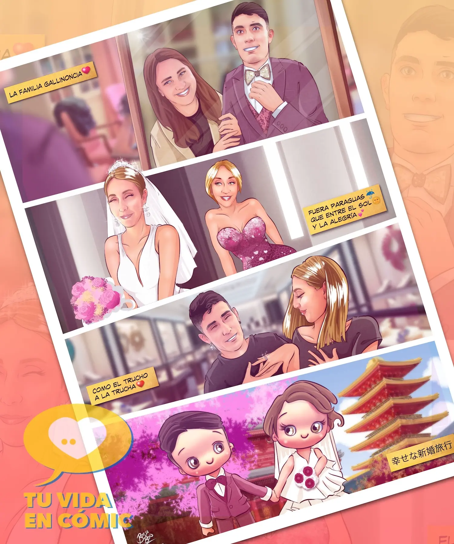 El Perfecto Regalo de boda para mis pareja nuestra historia de amor en cómic personalizado - Regalo de boda para mi novia - Caricaturista Valencia - Tu Vida en Cómic