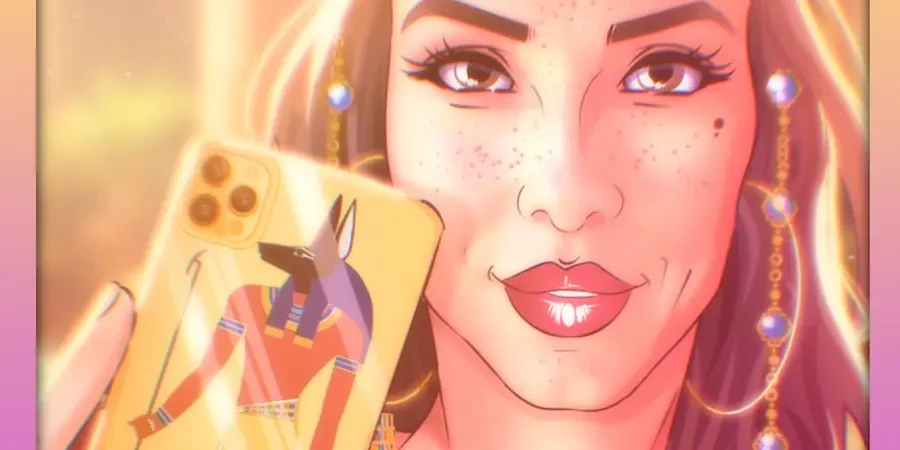 ilustracion-personalizada-reina-egipcia-tuvidaencomic – tuvidaencomic.com – caricatura personalizada – regalo romántico – mujer empoderada Ilustración personalizada de una mujer representada como una reina egipcia, un autorregalo lleno de empoderamiento y arte único