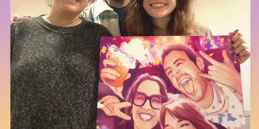 Ilustración personalizada de amigos en un festival, un regalo único y emotivo - regalo para mi mejor amiga - tu vida en cómic Clientes satisfechos