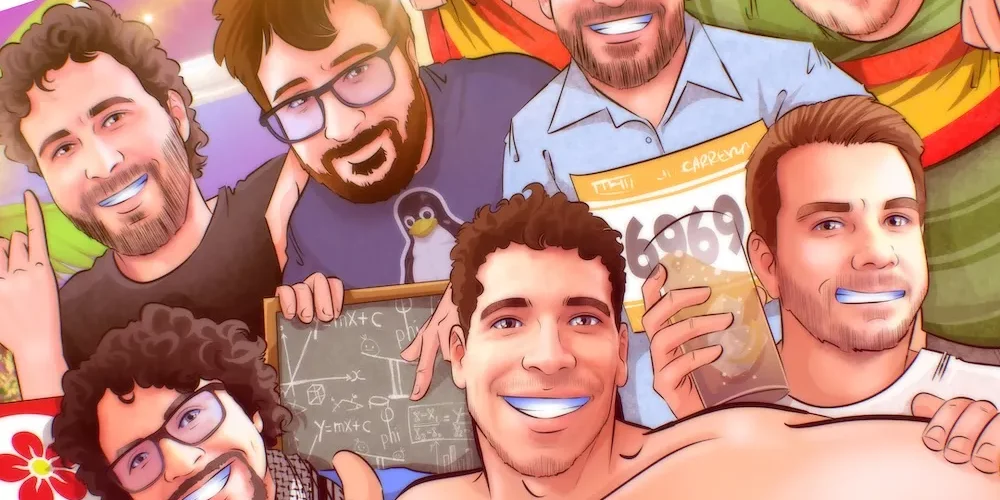 Ilustración de grupo como regalo grupal para el novio. Regalo de boda para el novio. Regalo de boda entre amigos