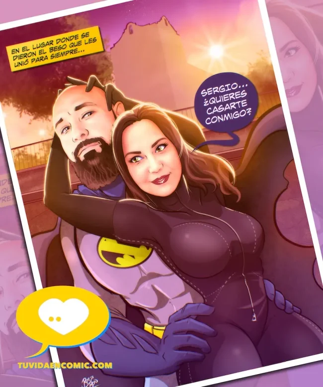 Tu Vida en Cómic: ilustración personalizada para pedir matrimonio. Regalo romántico para mi novio