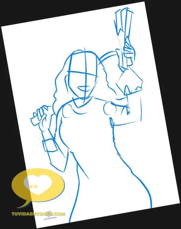 Proceso de dibujo: fase de boceto a lápiz