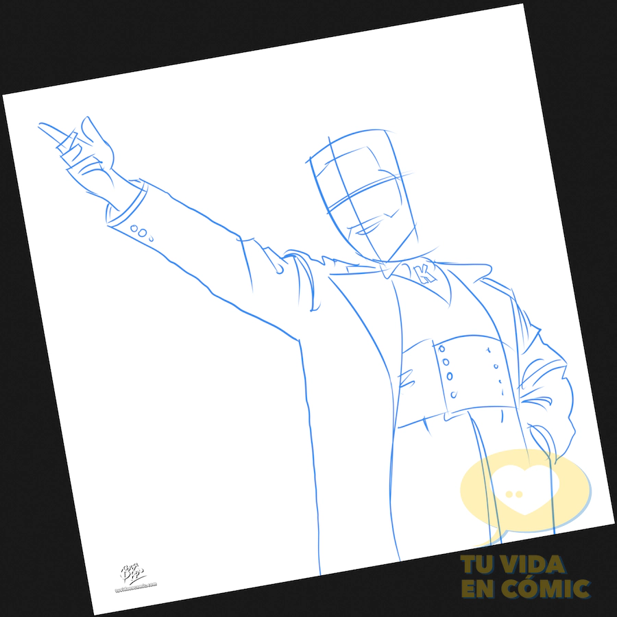 Proceso de dibujo: fase de boceto a lápiz