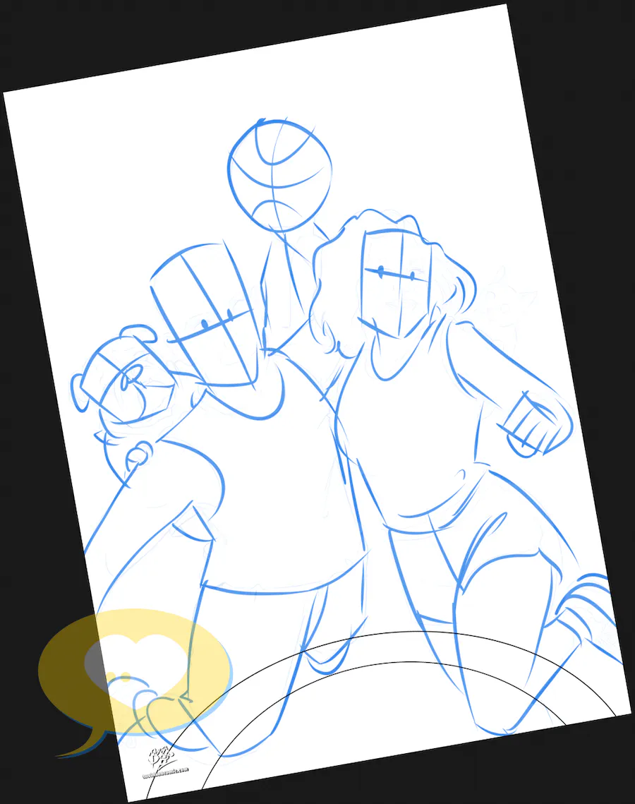 Proceso de dibujo: boceto a lápiz