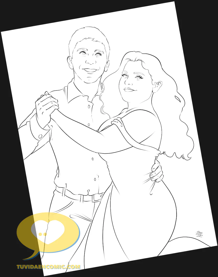 Proceso de dibujo. Fase de entintado lineart.