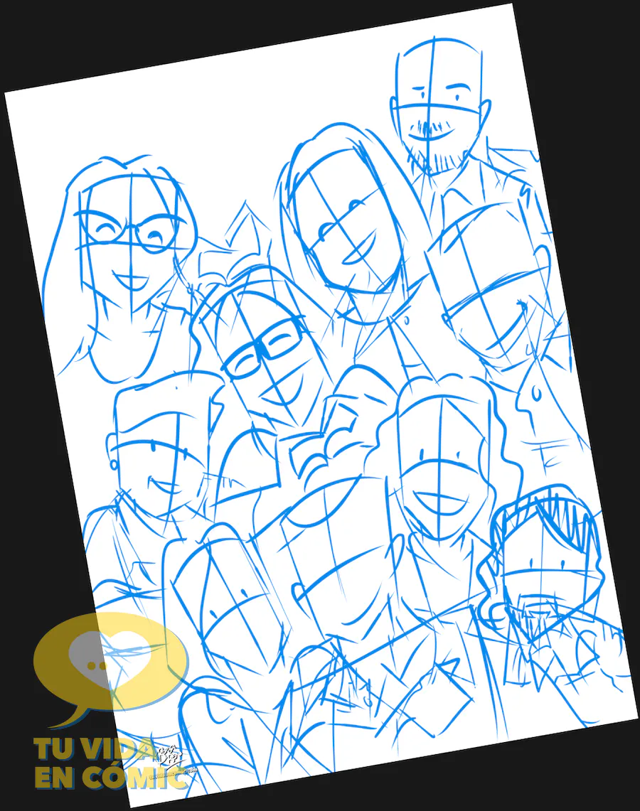 Proceso de dibujo: fase de boceto a lápiz