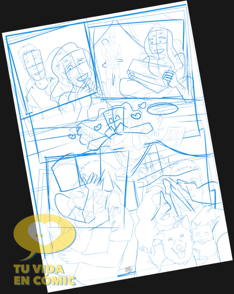 Proceso de dibujo: fase de boceto a lápiz