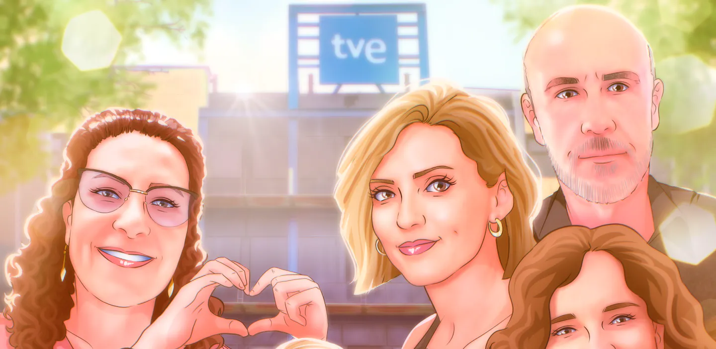 Detalle ilustración grupal personalizada. Zoom primer plano