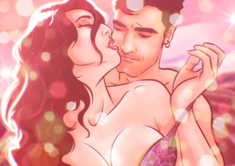 Ilustración personalizada romántica como regalo de pareja lleno de complicidad. Perfecto para San Valentín o Navidad