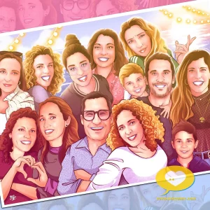 Ilustración familiar personalizada — regalo de Navidad original - ilustración de grupo