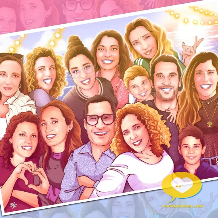 Ilustración familiar personalizada — regalo de Navidad original - ilustración de grupo