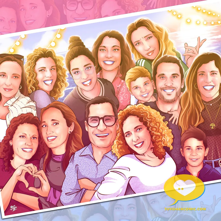 Ilustración familiar personalizada — regalo de Navidad original - ilustración de grupo