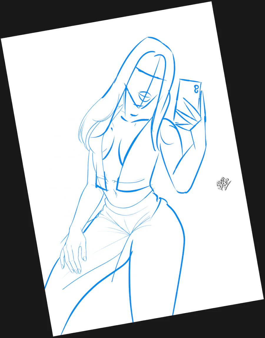 Boceto a lápiz de una ilustración personalizada para regalo de adolescente