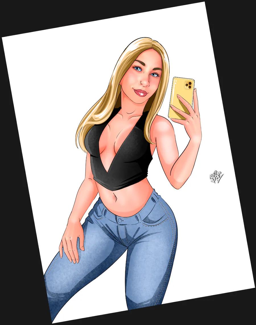 Proceso inicial de coloreado en una ilustración personalizada para regalo de 18 cumpleaños